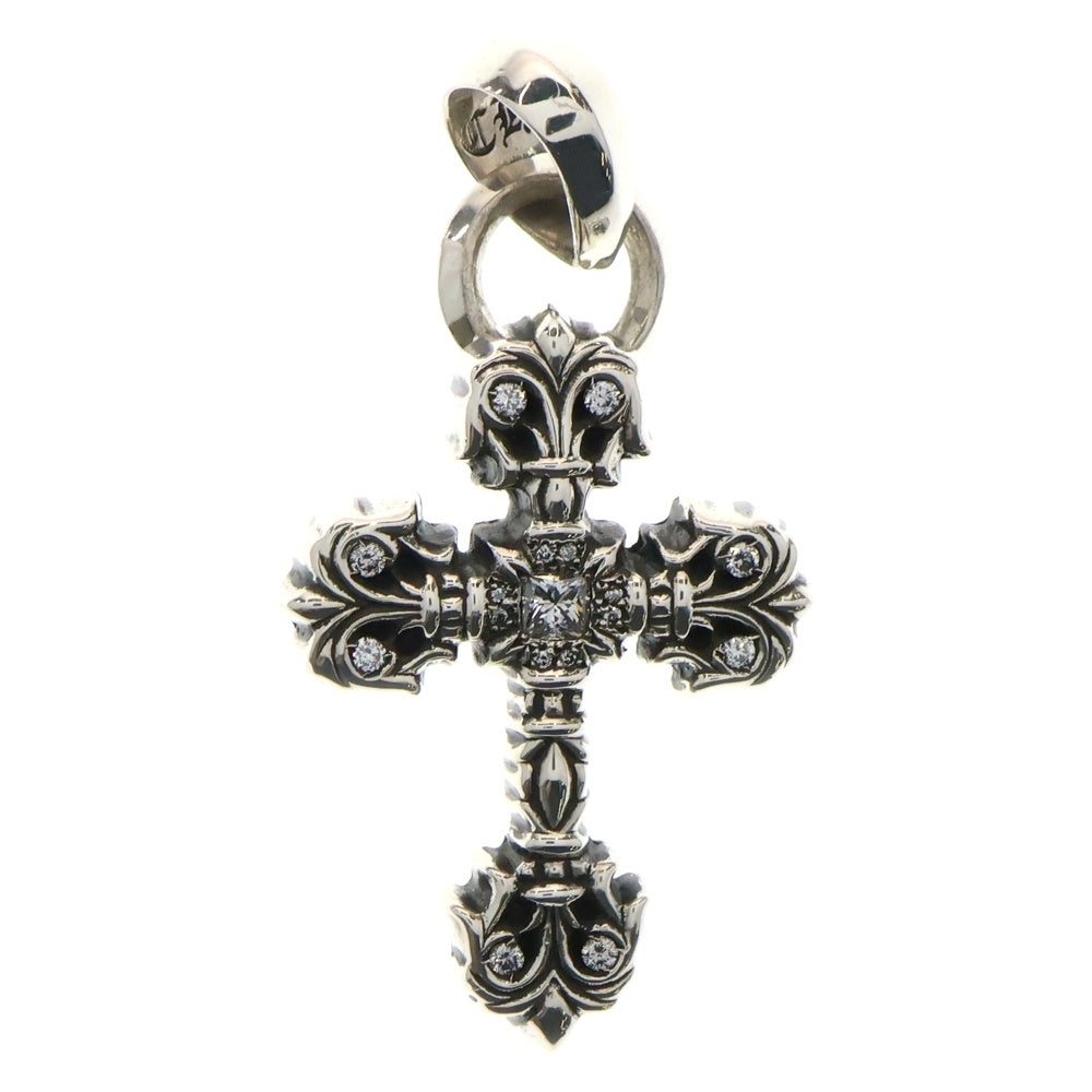 CHROME HEARTS(クロムハーツ) FILIG CROSS-XSM W BALE P/D フィリグリークロスXSベイル Wベイル パヴェダイヤ シルバーネックレストップ シルバー