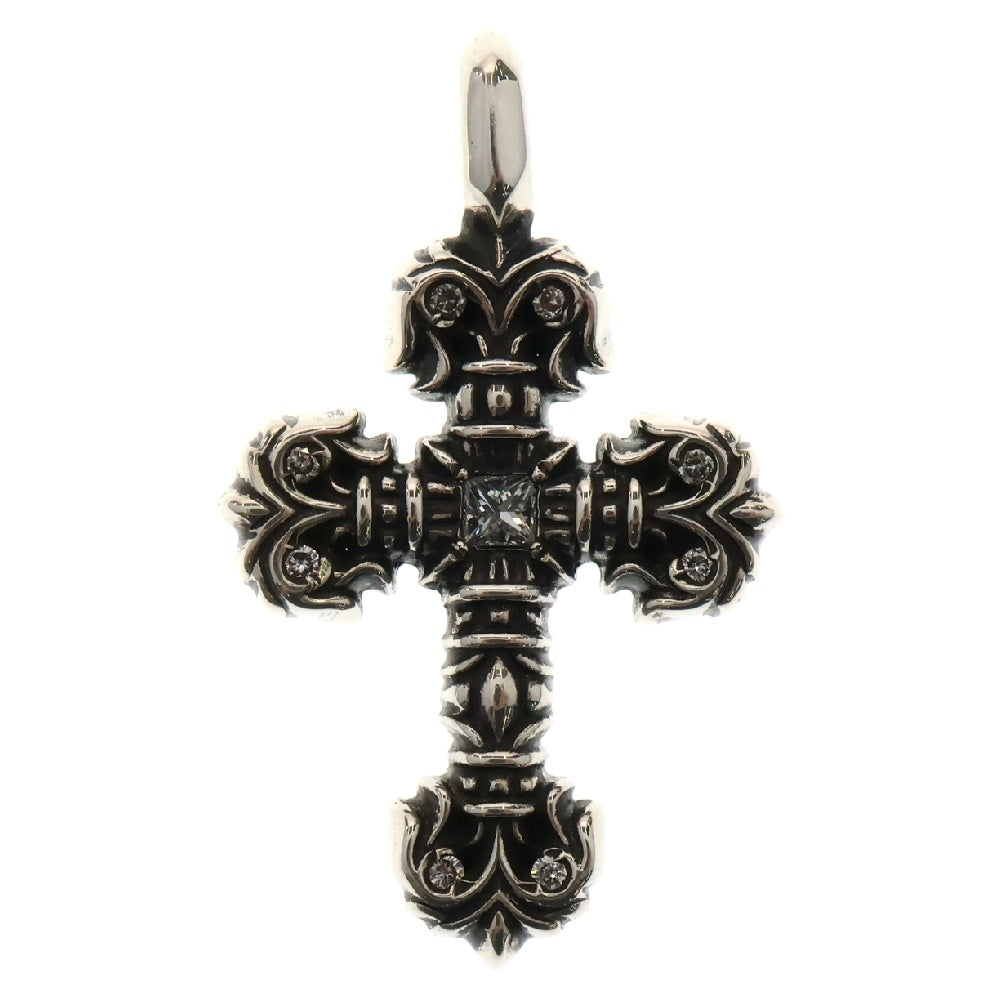 CHROME HEARTS(クロムハーツ) CHARM FILIGREE TINY P DMND タイニーフィリグリー PAVEダイヤ シルバーネックレストップ シルバー