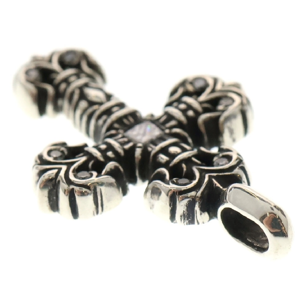 CHROME HEARTS(クロムハーツ) CHARM FILIGREE TINY P DMND タイニーフィリグリー PAVEダイヤ シルバーネックレストップ シルバー