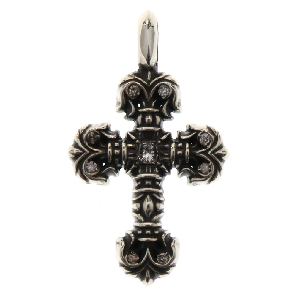 CHROME HEARTS(クロムハーツ) CHARM FILIGREE TINY P DMND タイニーフィリグリー PAVEダイヤ シルバーネックレストップ シルバー