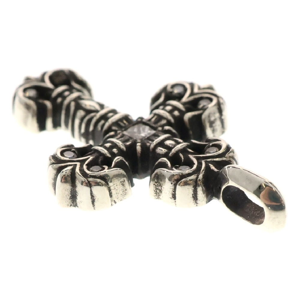 CHROME HEARTS(クロムハーツ) CHARM FILIGREE TINY P DMND タイニーフィリグリー PAVEダイヤ シルバーネックレストップ シルバー