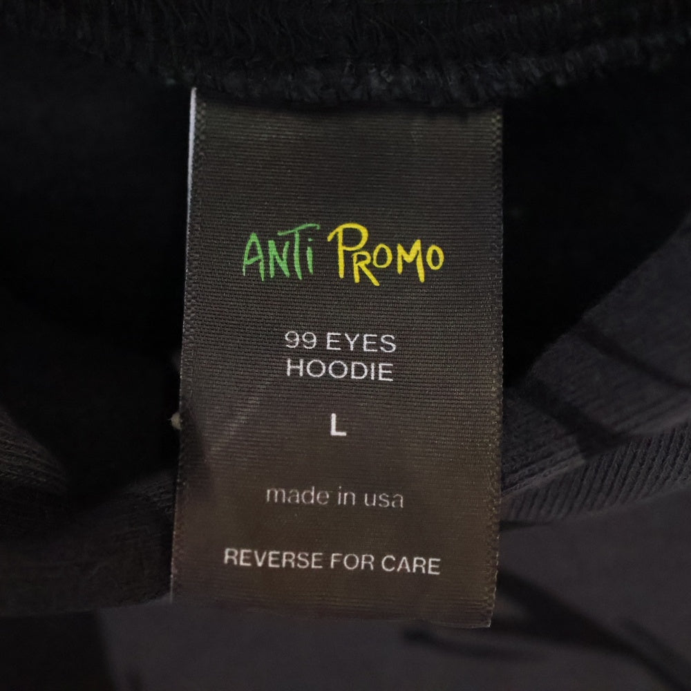 ANTI PROMO(アンチプロモ) EYES HOODIE MATTY BOYプリントプルオーバーフーディ パーカー ブラック