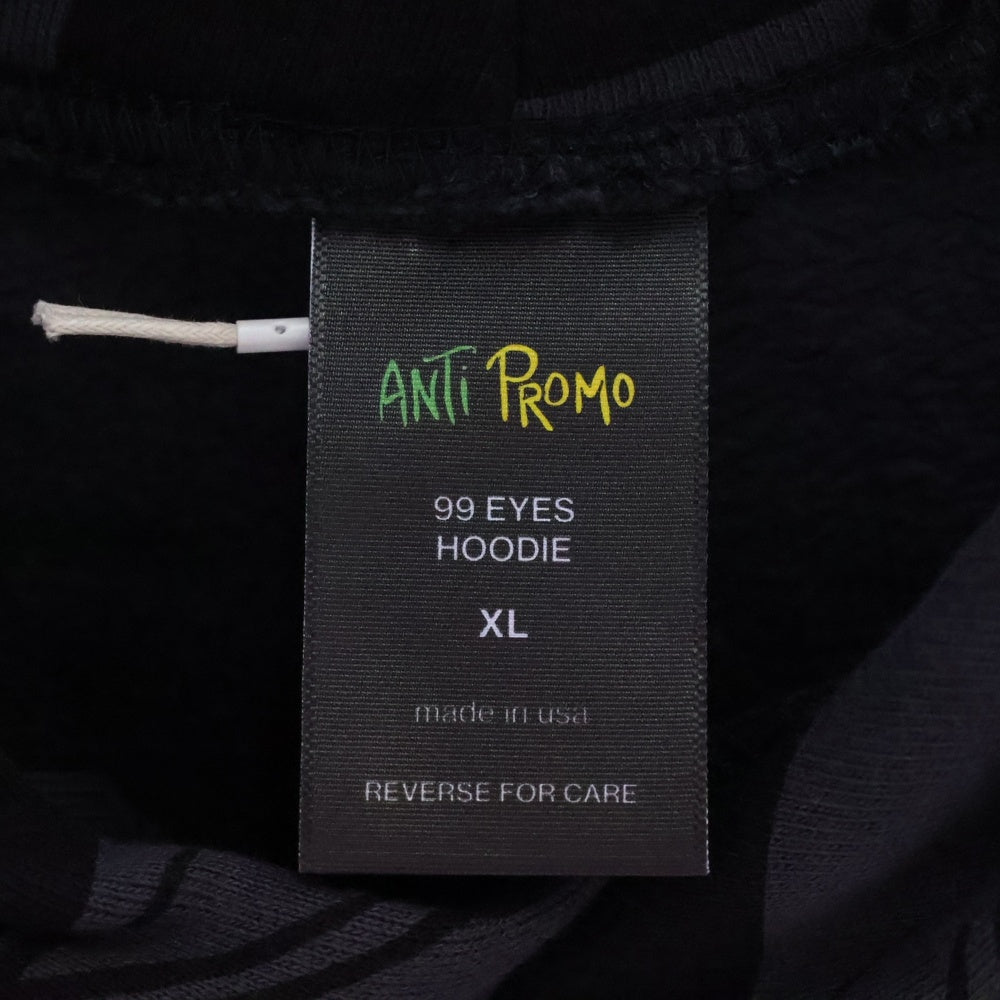 ANTI PROMO(アンチプロモ) EYES HOODIE MATTY BOYプリントプルオーバーフーディ パーカー ブラック