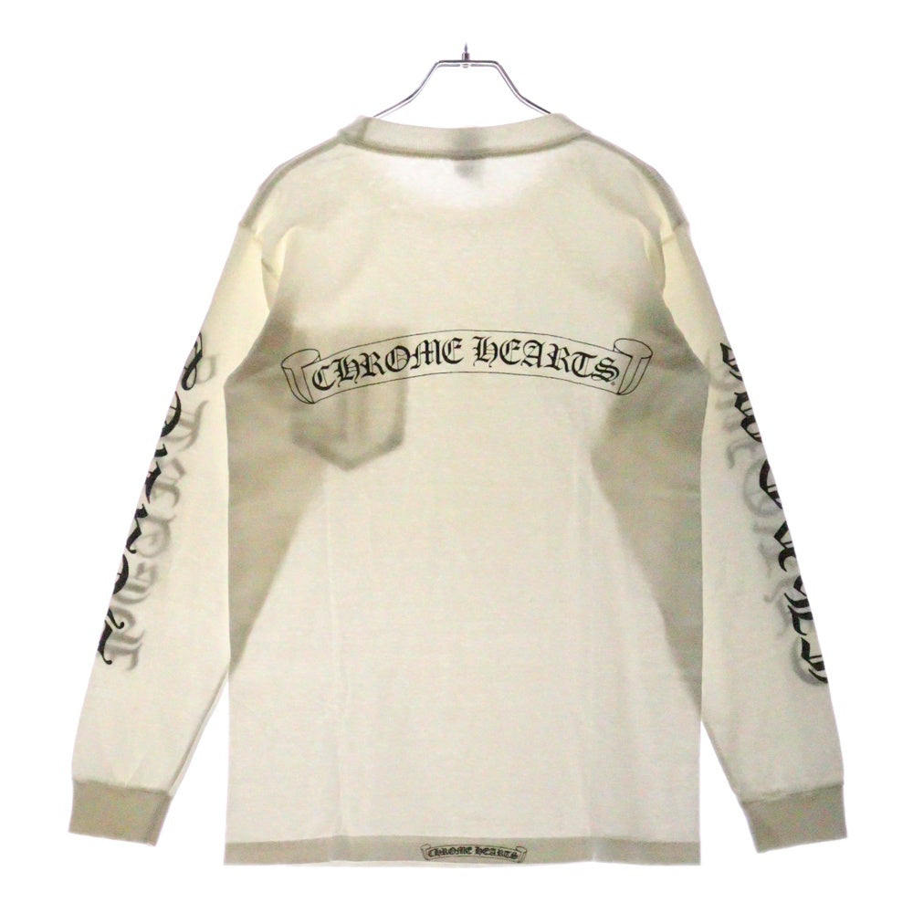 CHROME HEARTS(クロムハーツ) OLD オールド アームロゴ スクロールラベルプリント ポケット長袖Tシャツ ロングスリーブカットソー ホワイト