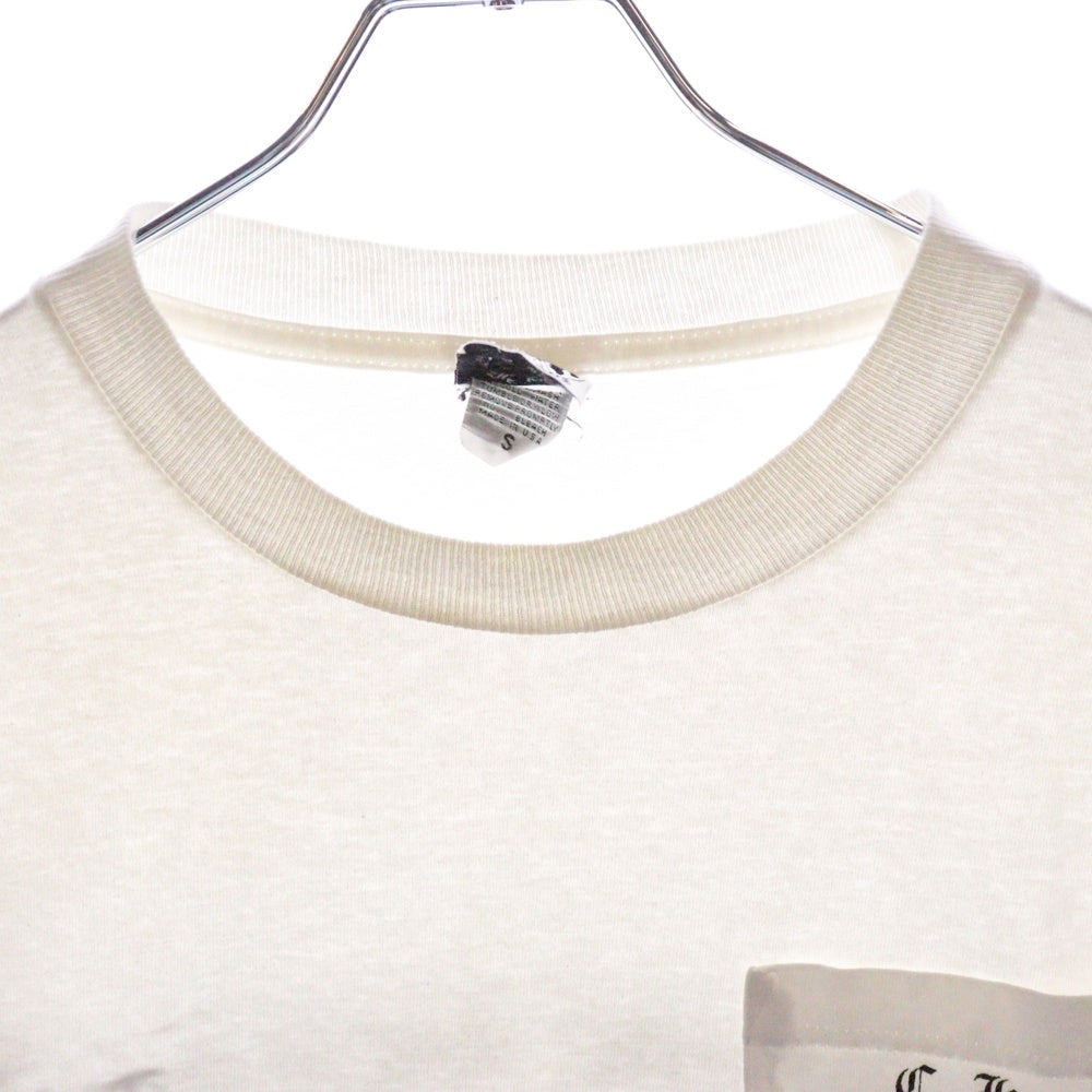 CHROME HEARTS(クロムハーツ) OLD オールド アームロゴ スクロールラベルプリント ポケット長袖Tシャツ ロングスリーブカットソー ホワイト