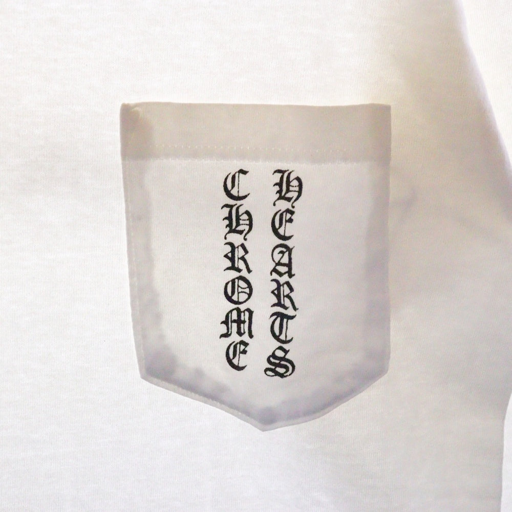 CHROME HEARTS(クロムハーツ) OLD オールド アームロゴ スクロールラベルプリント ポケット長袖Tシャツ ロングスリーブカットソー ホワイト