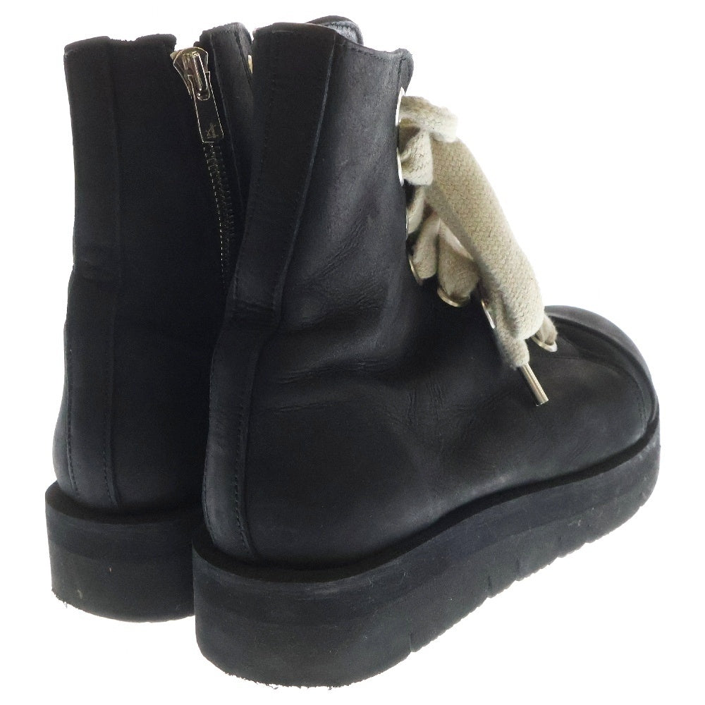 A.F ARTEFACT(エーエフアーティファクト) Portaille Side Zip Laceup Boots ag-9098 サイドジップ レースアップ ハイカットブーツ ブラック