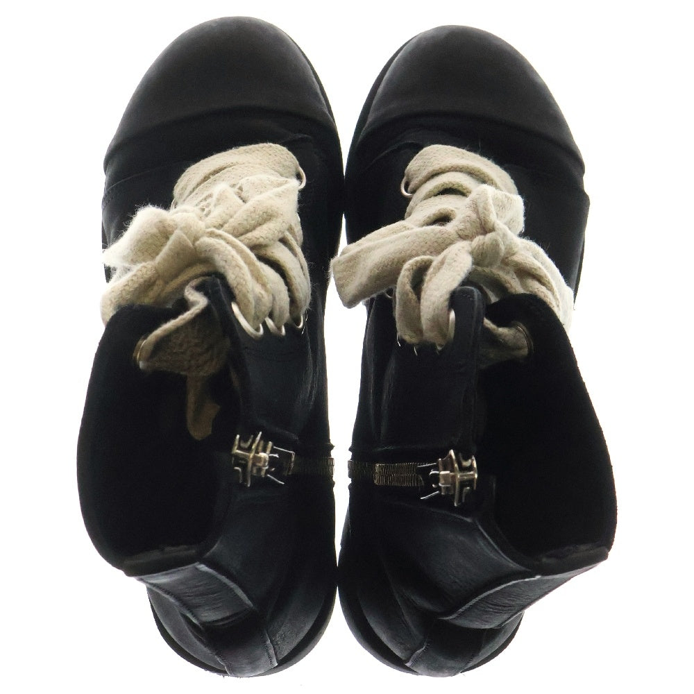 A.F ARTEFACT(エーエフアーティファクト) Portaille Side Zip Laceup Boots ag-9098 サイドジップ レースアップ ハイカットブーツ ブラック