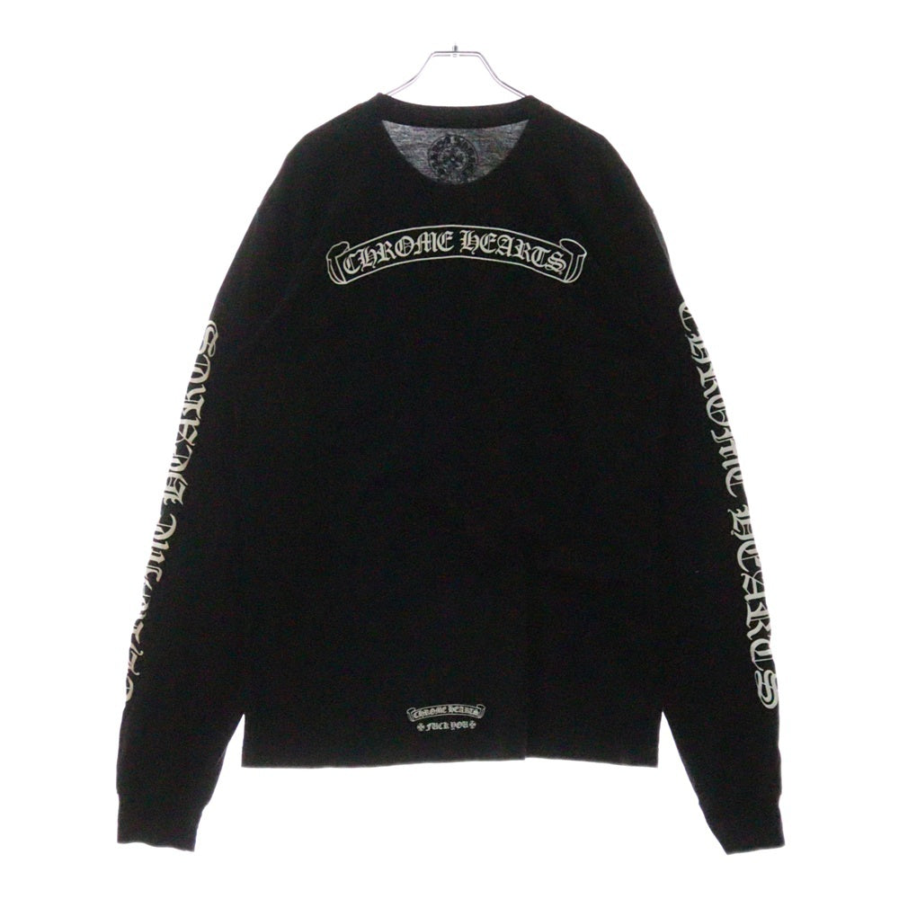 CHROME HEARTS(クロムハーツ) CH SCROLL LABEL FUCKYOU L/S TEE 1 スクロールラベル ファックユー スリーブロゴ長袖Tシャツ ブラック