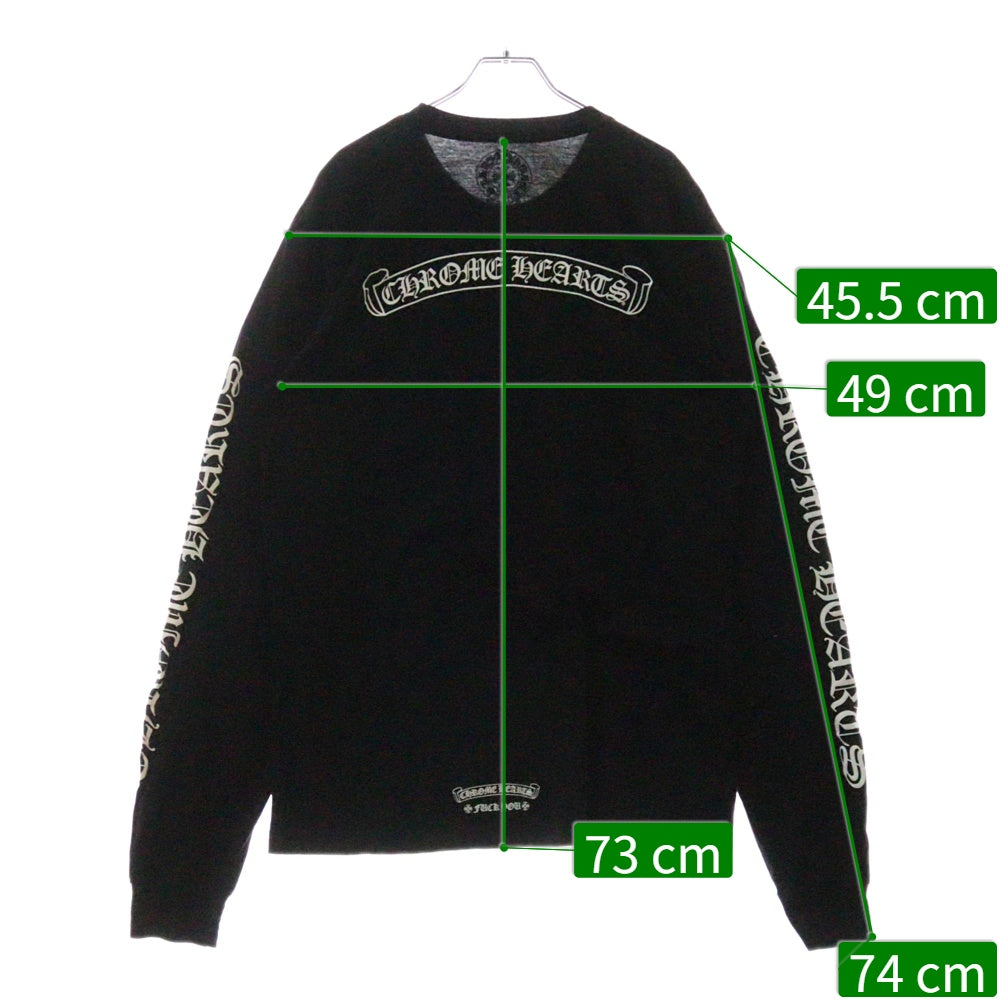 CHROME HEARTS(クロムハーツ) CH SCROLL LABEL FUCKYOU L/S TEE 1 スクロールラベル ファックユー スリーブロゴ長袖Tシャツ ブラック