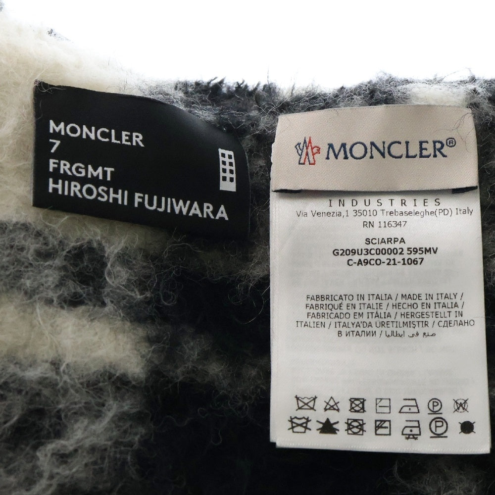 MONCLER(モンクレール) ×Fragment Hiroshi Fujiwara G209U3C00002 595MV アルパカ チェックマフラー スカーフ ブラック/ホワイト