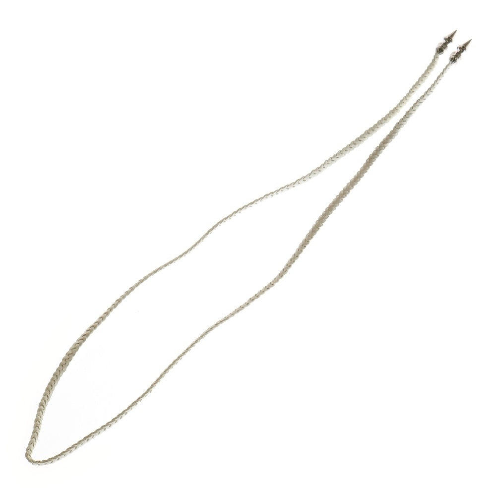 CHROME HEARTS(クロムハーツ) SPIKE LEATHER BRAID スパイクレザーブレード レザーネックレス ホワイト/シルバー
