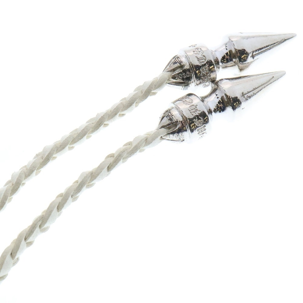 CHROME HEARTS(クロムハーツ) SPIKE LEATHER BRAID スパイクレザーブレード レザーネックレス ホワイト/シルバー