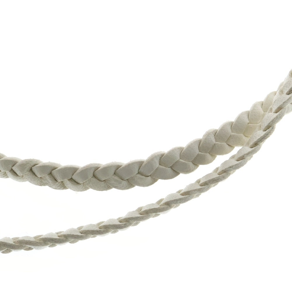 CHROME HEARTS(クロムハーツ) SPIKE LEATHER BRAID スパイクレザーブレード レザーネックレス ホワイト/シルバー