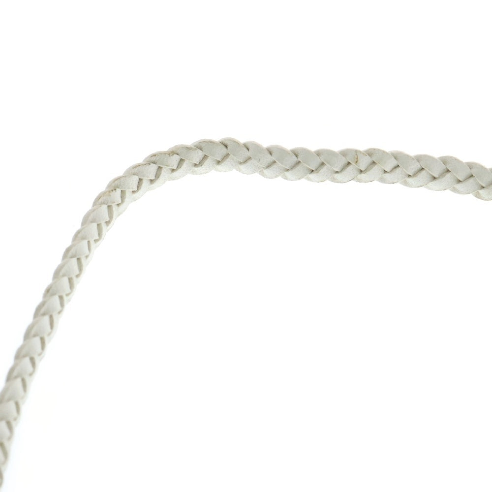 CHROME HEARTS(クロムハーツ) SPIKE LEATHER BRAID スパイクレザーブレード レザーネックレス ホワイト/シルバー