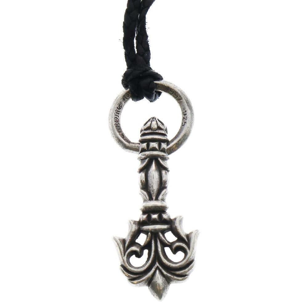 CHROME HEARTS(クロムハーツ) FILIGREE PULL LEATHER BRAID SCROLL フィリグリープル レザーブレイドネックレス ブラック/シルバー