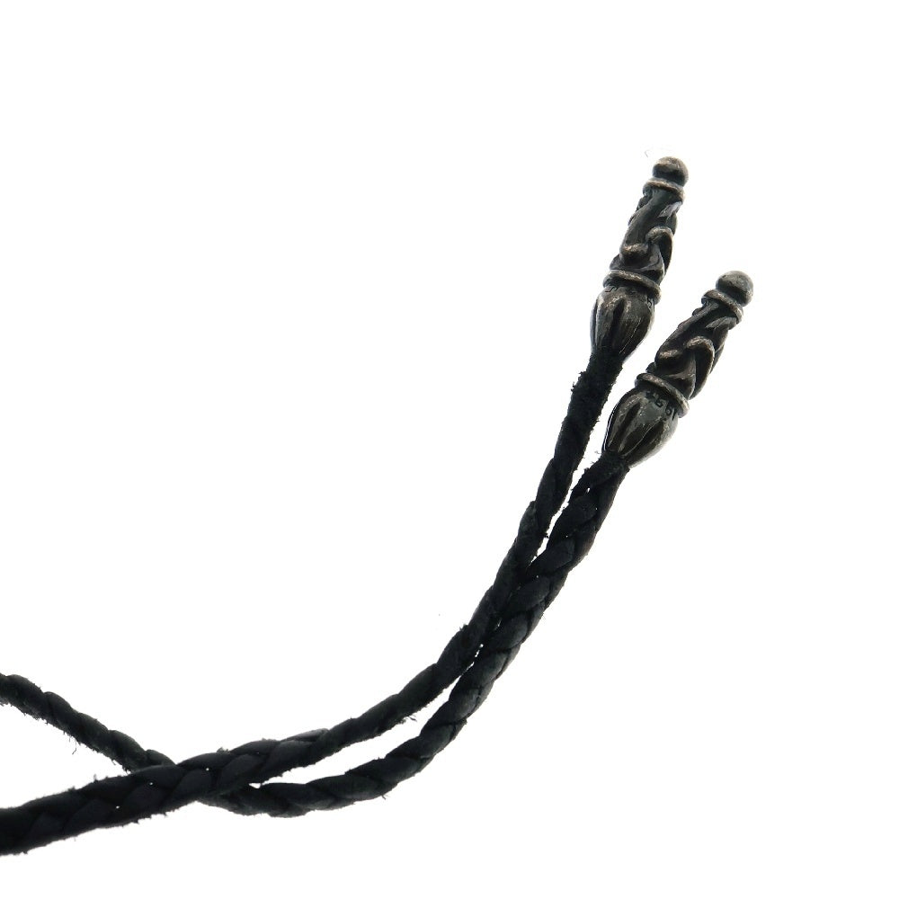CHROME HEARTS(クロムハーツ) FILIGREE PULL LEATHER BRAID SCROLL フィリグリープル レザーブレイドネックレス ブラック/シルバー