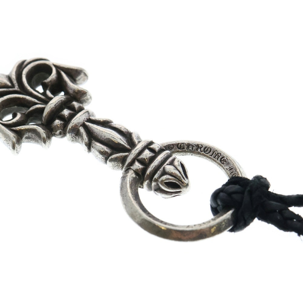 CHROME HEARTS(クロムハーツ) FILIGREE PULL LEATHER BRAID SCROLL フィリグリープル レザーブレイドネックレス ブラック/シルバー