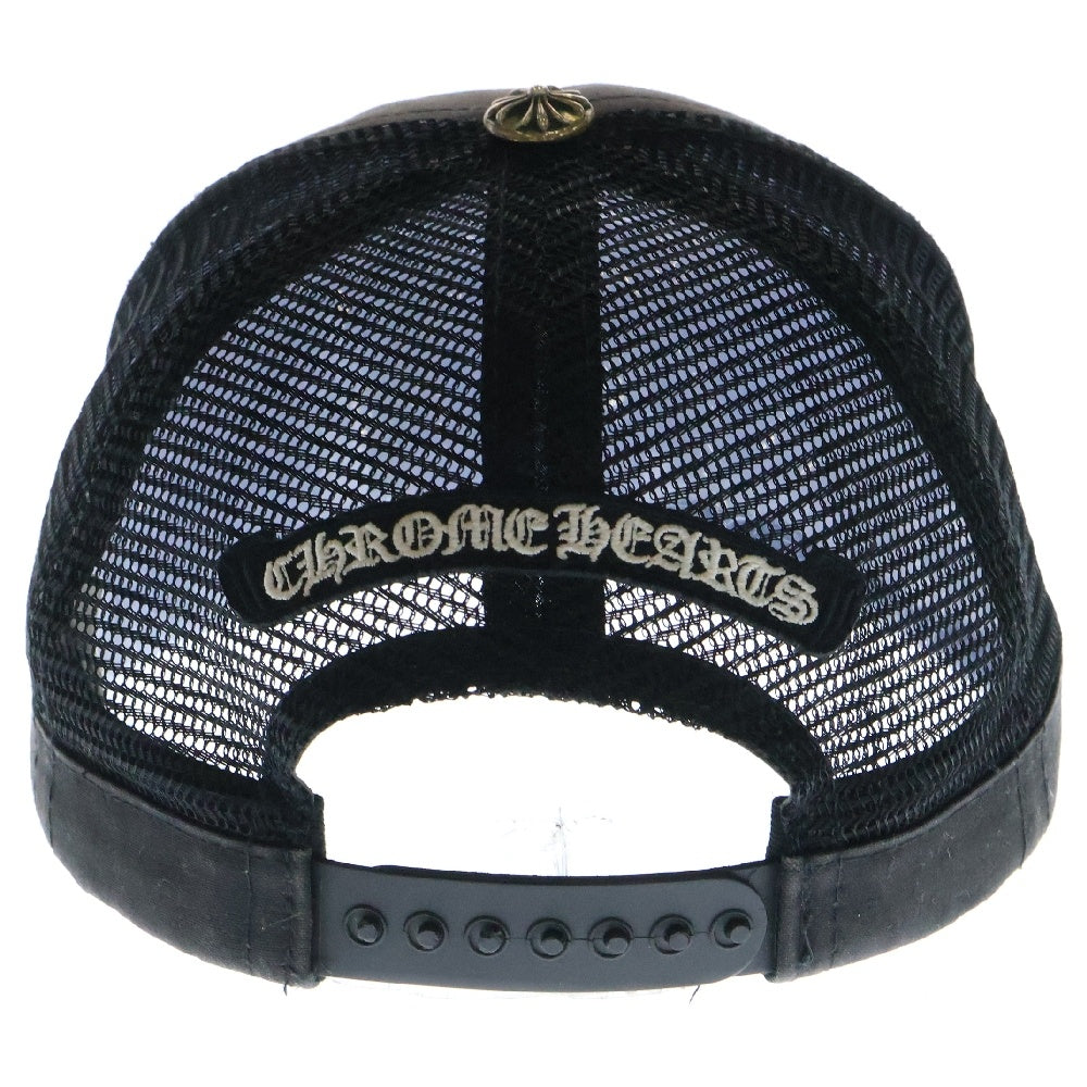 CHROME HEARTS(クロムハーツ) HONOLULU LIMITED TRUCKER CH CAP ホノルル限定 CHパッチ クロスボール付メッシュトラッカーキャップ 帽子 ブラック/シルバー