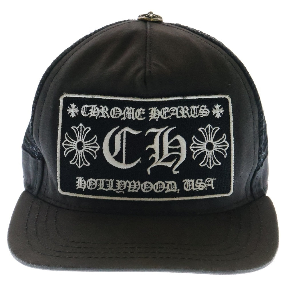 CHROME HEARTS(クロムハーツ) HONOLULU LIMITED TRUCKER CH CAP ホノルル限定 CHパッチ クロスボール付メッシュトラッカーキャップ 帽子 ブラック/シルバー