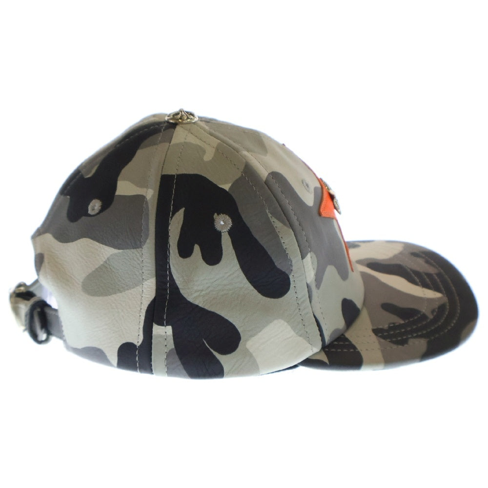 CHROME HEARTS(クロムハーツ) STR CAMO LEATHER CAP スターパッチ カモ レザーキャップ 帽子 グレー/オレンジ