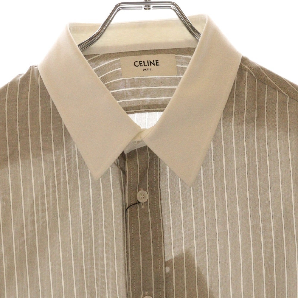 CELINE(セリーヌ) 23AW カーナビールーズ シルクストライプ長袖シャツ 2C72A948S グレー/ベージュ