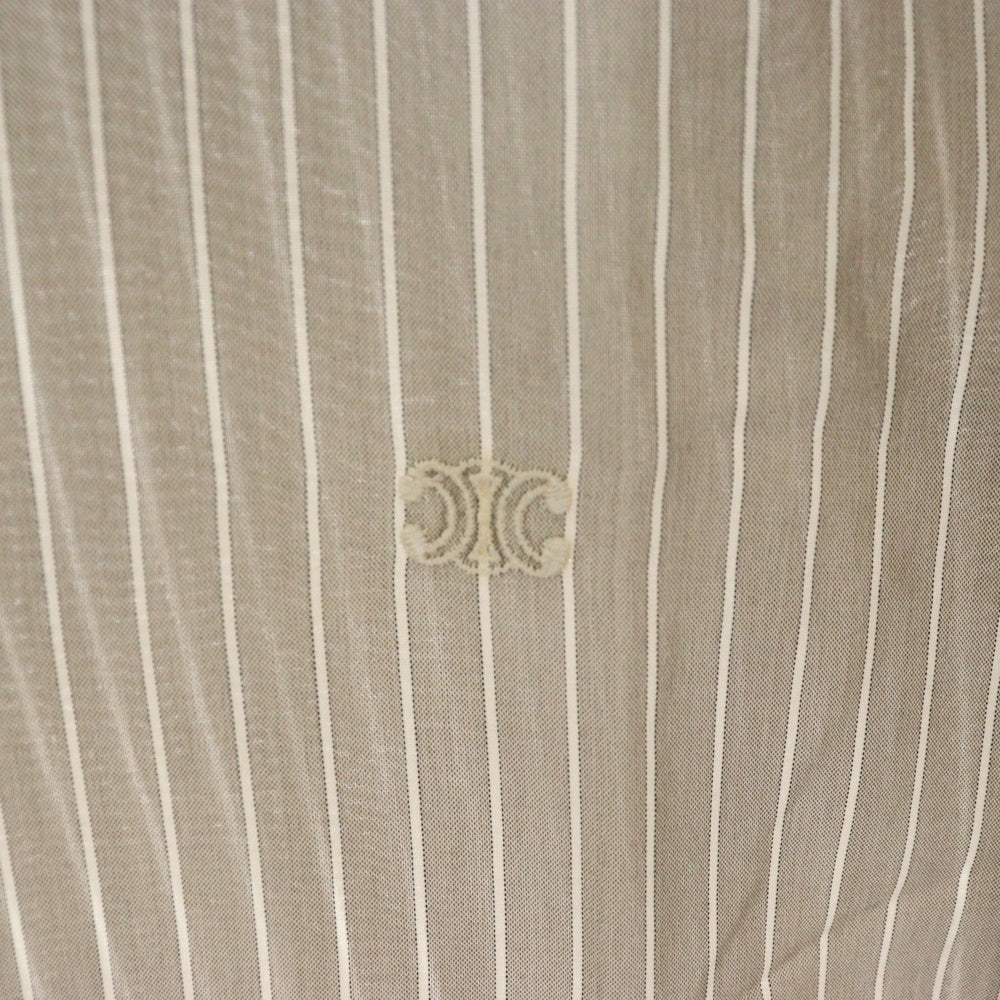 CELINE(セリーヌ) 23AW カーナビールーズ シルクストライプ長袖シャツ 2C72A948S グレー/ベージュ