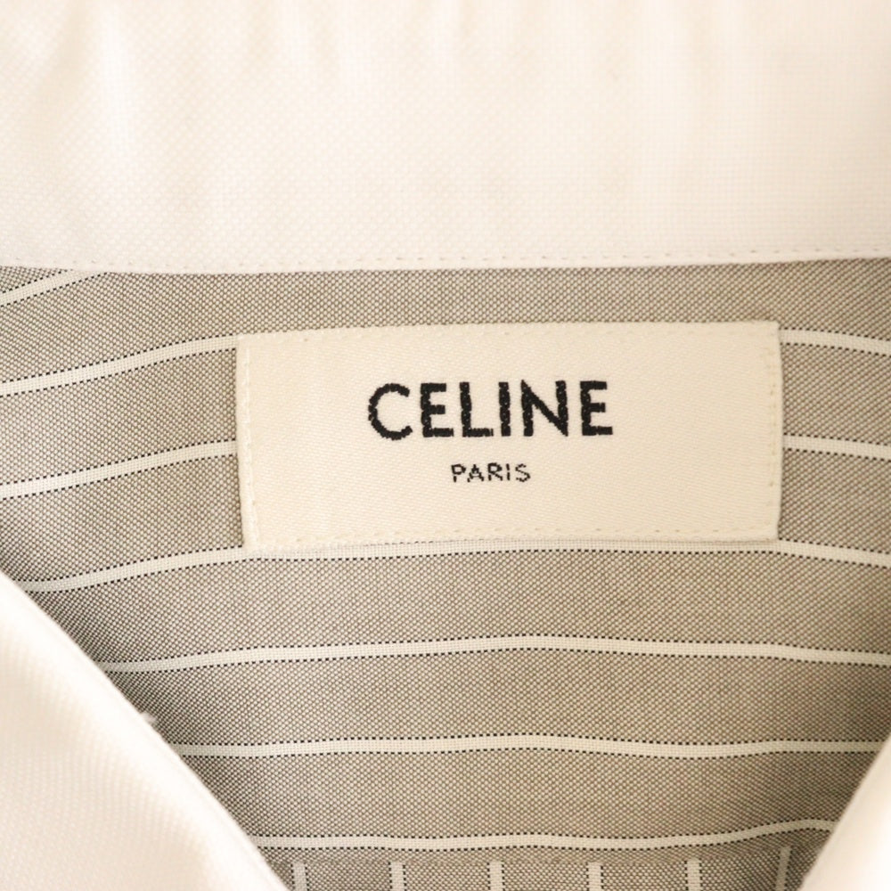 CELINE(セリーヌ) 23AW カーナビールーズ シルクストライプ長袖シャツ 2C72A948S グレー/ベージュ