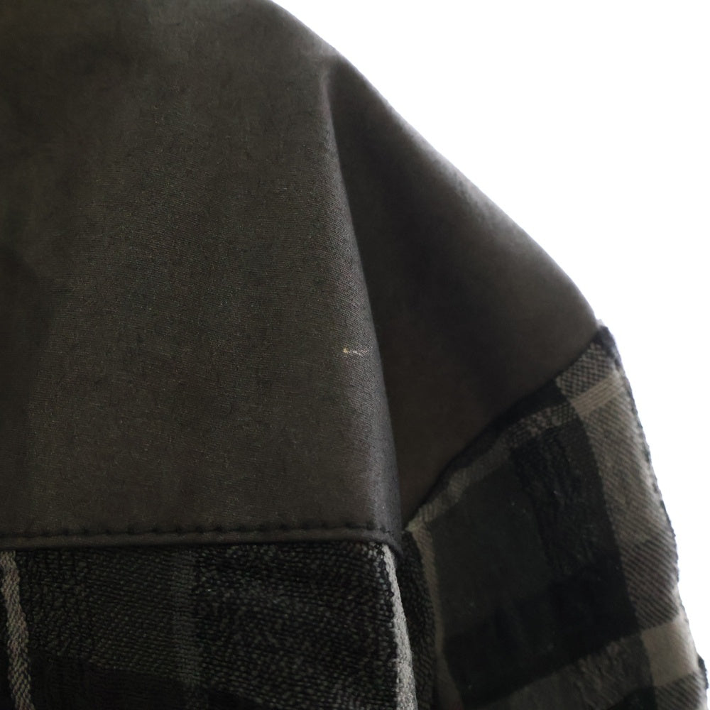 CHROME HEARTS(クロムハーツ) WESTN ウエスタンボタン フローラルクロスボタン ヨーク切替 ガーゼチェック長袖シャツ クロスパッチ付 グリーン