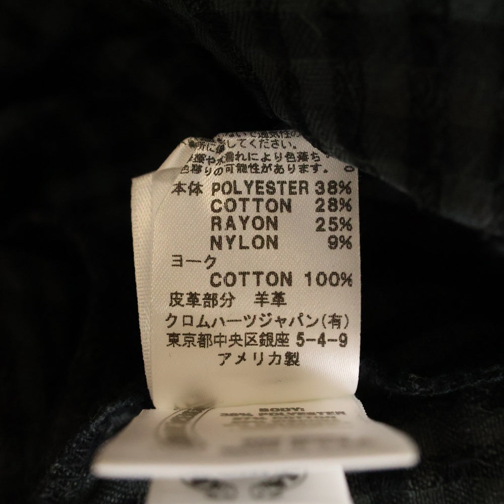 CHROME HEARTS(クロムハーツ) WESTN ウエスタンボタン フローラルクロスボタン ヨーク切替 ガーゼチェック長袖シャツ クロスパッチ付 グリーン