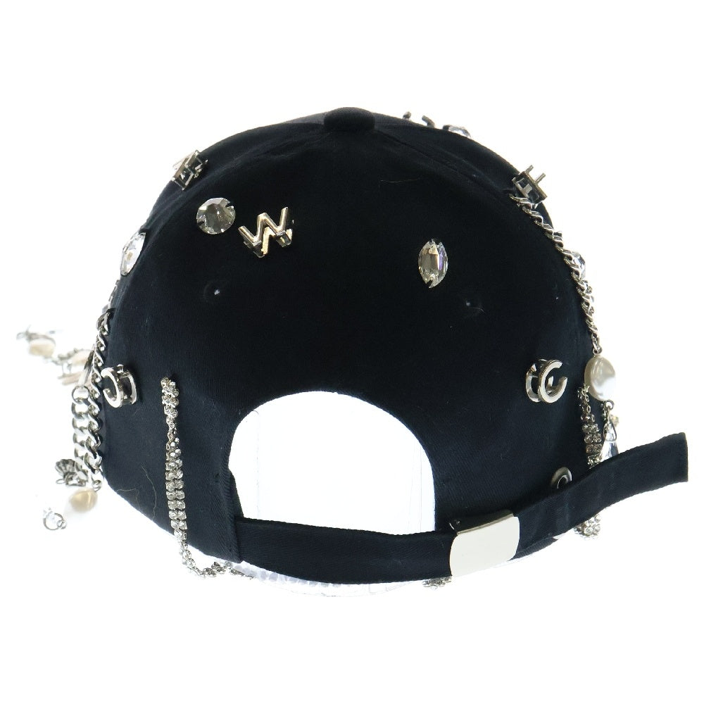 Feng Chen Wang(フェン チェン ワン) DECORATED BASEBALL CAP FUS15AC26 モチーフ ストーン装飾 デコレーションベースボールキャップ ブラック
