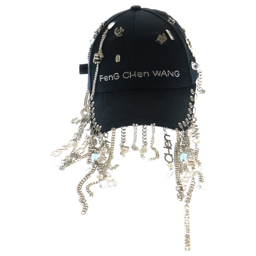 Feng Chen Wang(フェン チェン ワン) DECORATED BASEBALL CAP FUS15AC26 モチーフ ストーン装飾 デコレーションベースボールキャップ ブラック
