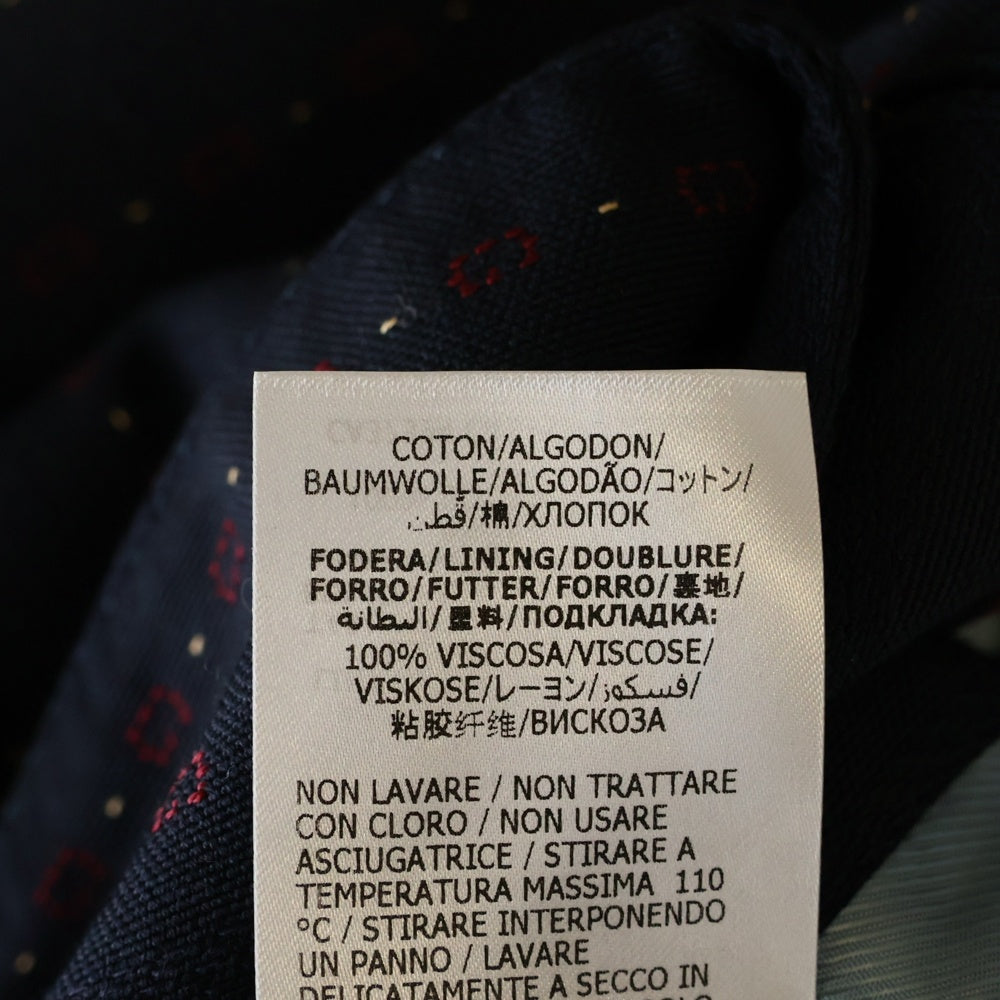 GUCCI(グッチ) GG柄ストライプ 金ボタン シングル テーラードジャケット 590579 ネイビー ブレザー