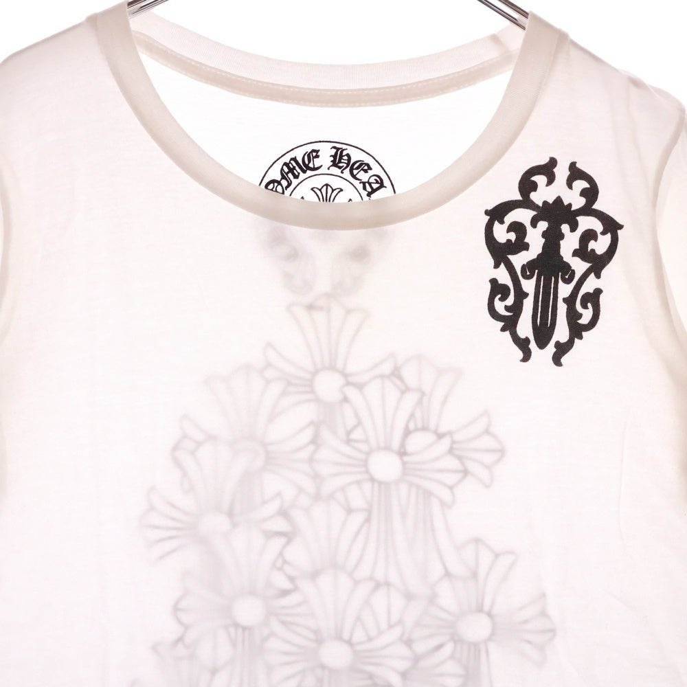 CHROME HEARTS(クロムハーツ) ヴァインダガー セメタリークロス CHロゴプリント 半袖Tシャツ カットソー ホワイト レディース