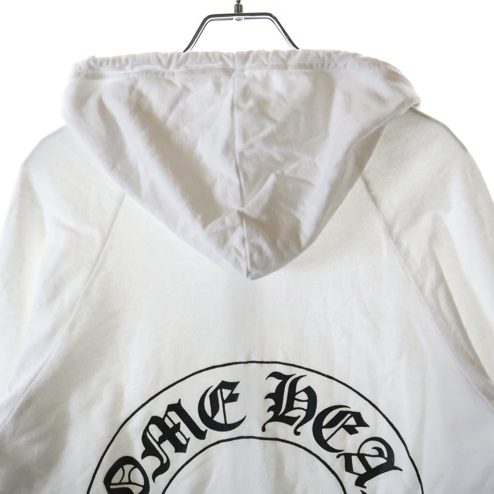CHROME HEARTS(クロムハーツ) OLD Horseshoe Floral Dagger Zip Up Hoodie オールド ホースシュー 袖フローラル プリント ダガージップアップ フーディ パーカー ホワイト レディース