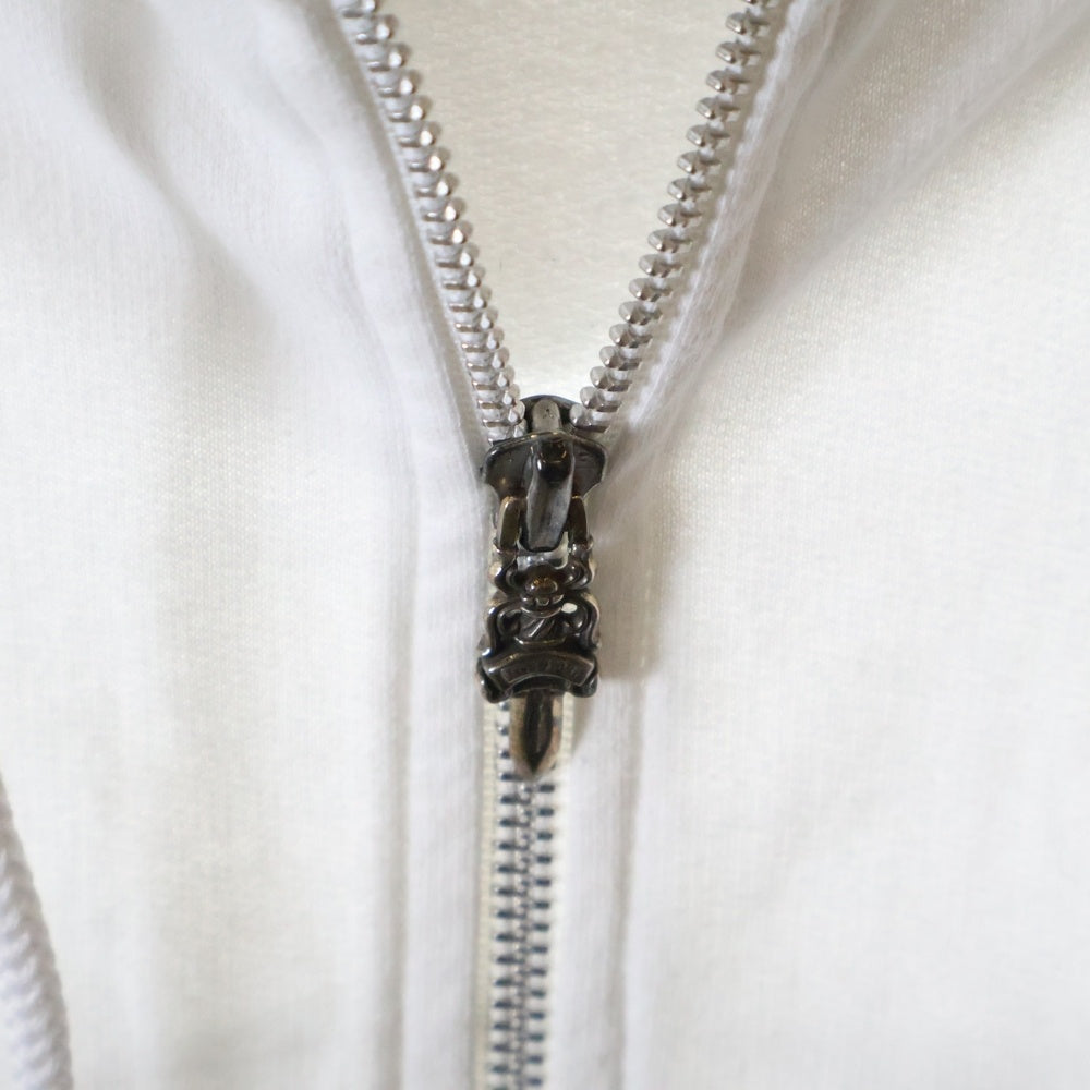 CHROME HEARTS(クロムハーツ) OLD Horseshoe Floral Dagger Zip Up Hoodie オールド ホースシュー 袖フローラル プリント ダガージップアップ フーディ パーカー ホワイト レディース