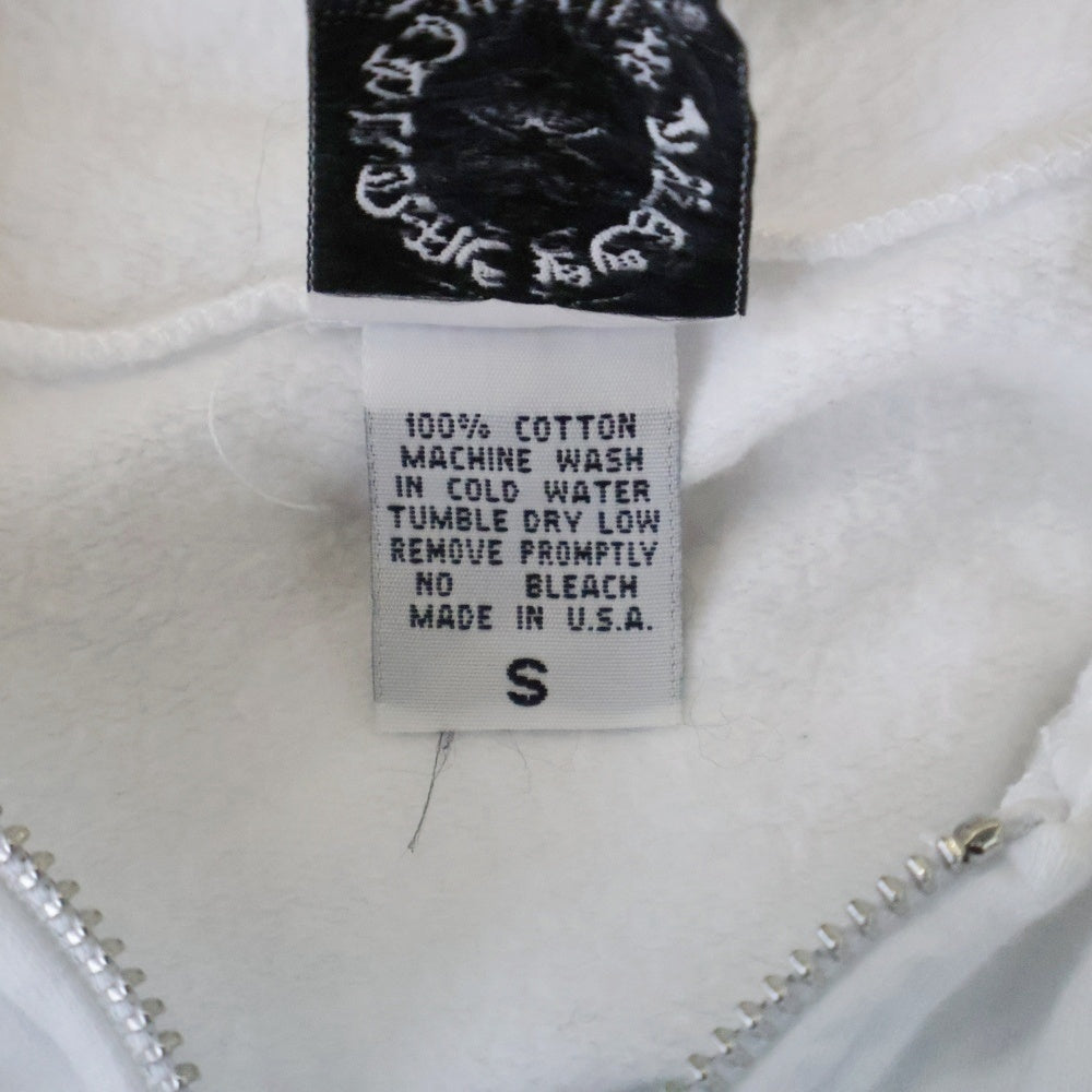 CHROME HEARTS(クロムハーツ) OLD Horseshoe Floral Dagger Zip Up Hoodie オールド ホースシュー 袖フローラル プリント ダガージップアップ フーディ パーカー ホワイト レディース