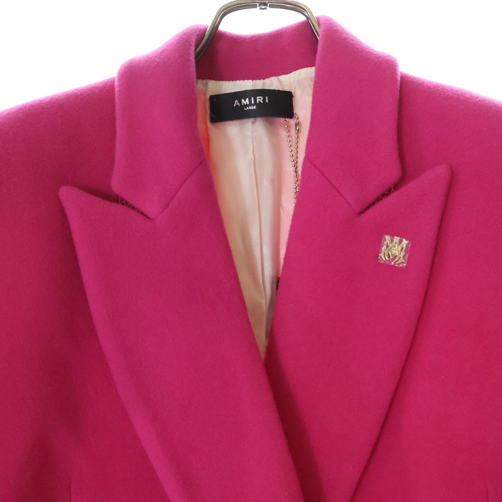 AMIRI(アミリ) Long Wool Coat PS23WOL002-886 ロングウールコート ピンク エンブレムピン