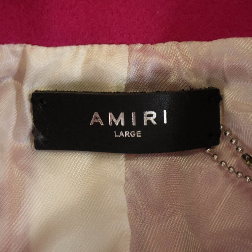 AMIRI(アミリ) Long Wool Coat PS23WOL002-886 ロングウールコート ピンク エンブレムピン