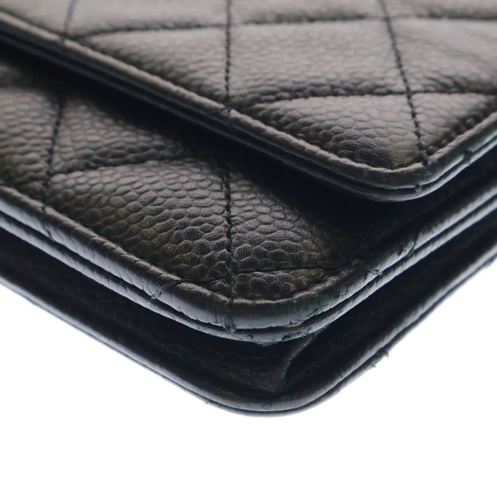 CHANEL(シャネル) マトラッセ キャビアスキン チェーンショルダーバッグ ブラック レディース A33814