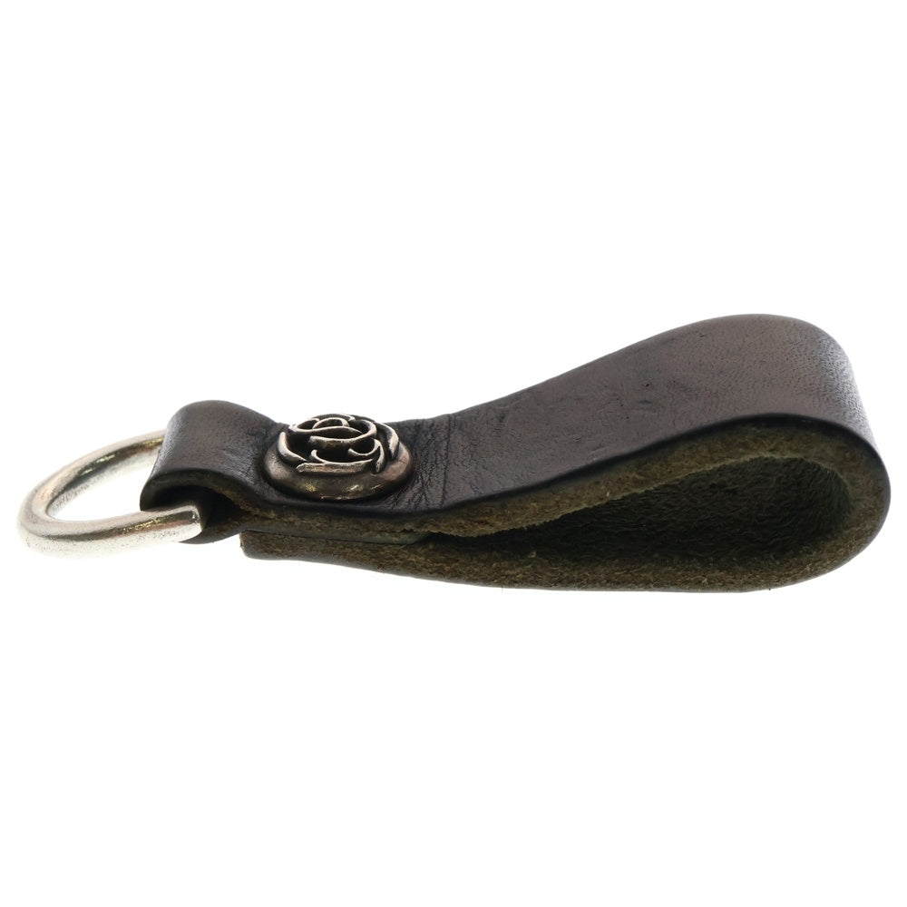 CHROME HEARTS(クロムハーツ) BELT LOOP フローラルボールボタンレザーベルトループ シルバー/ブラック