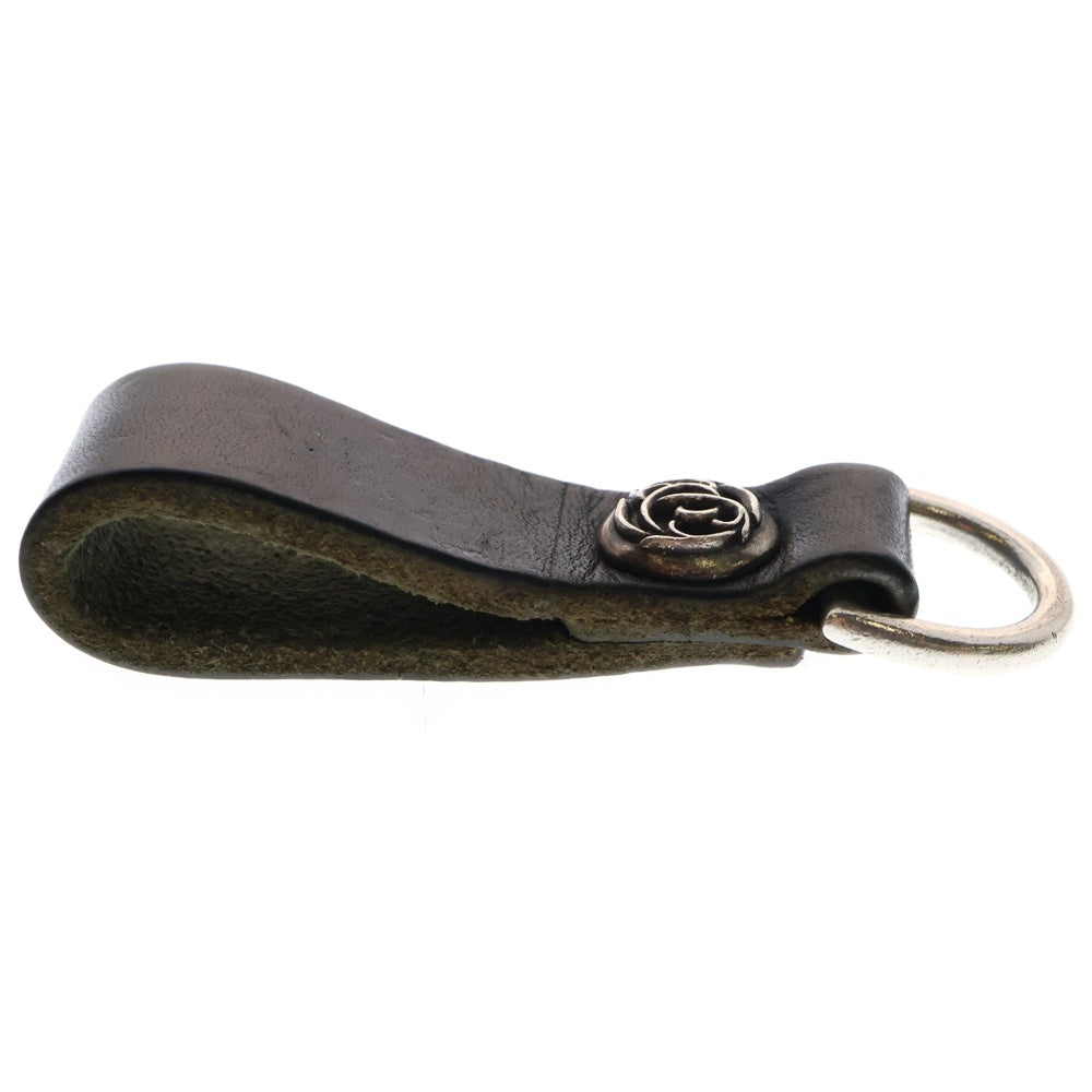 CHROME HEARTS(クロムハーツ) BELT LOOP フローラルボールボタンレザーベルトループ シルバー/ブラック