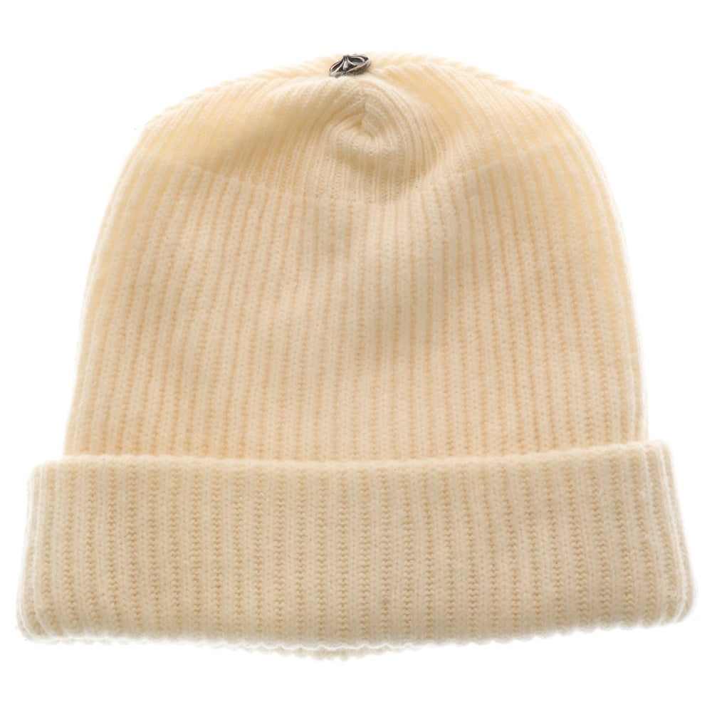 CHROME HEARTS(クロムハーツ) BEANIE CASH レザーパッチビーニー レザークロスパッチクロスボール付カシミヤ帽子
