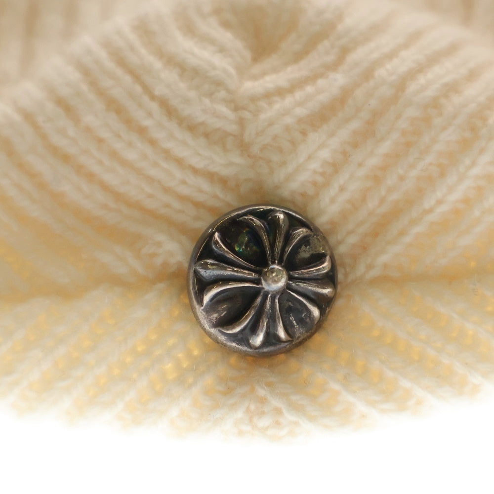 CHROME HEARTS(クロムハーツ) BEANIE CASH レザーパッチビーニー レザークロスパッチクロスボール付カシミヤ帽子