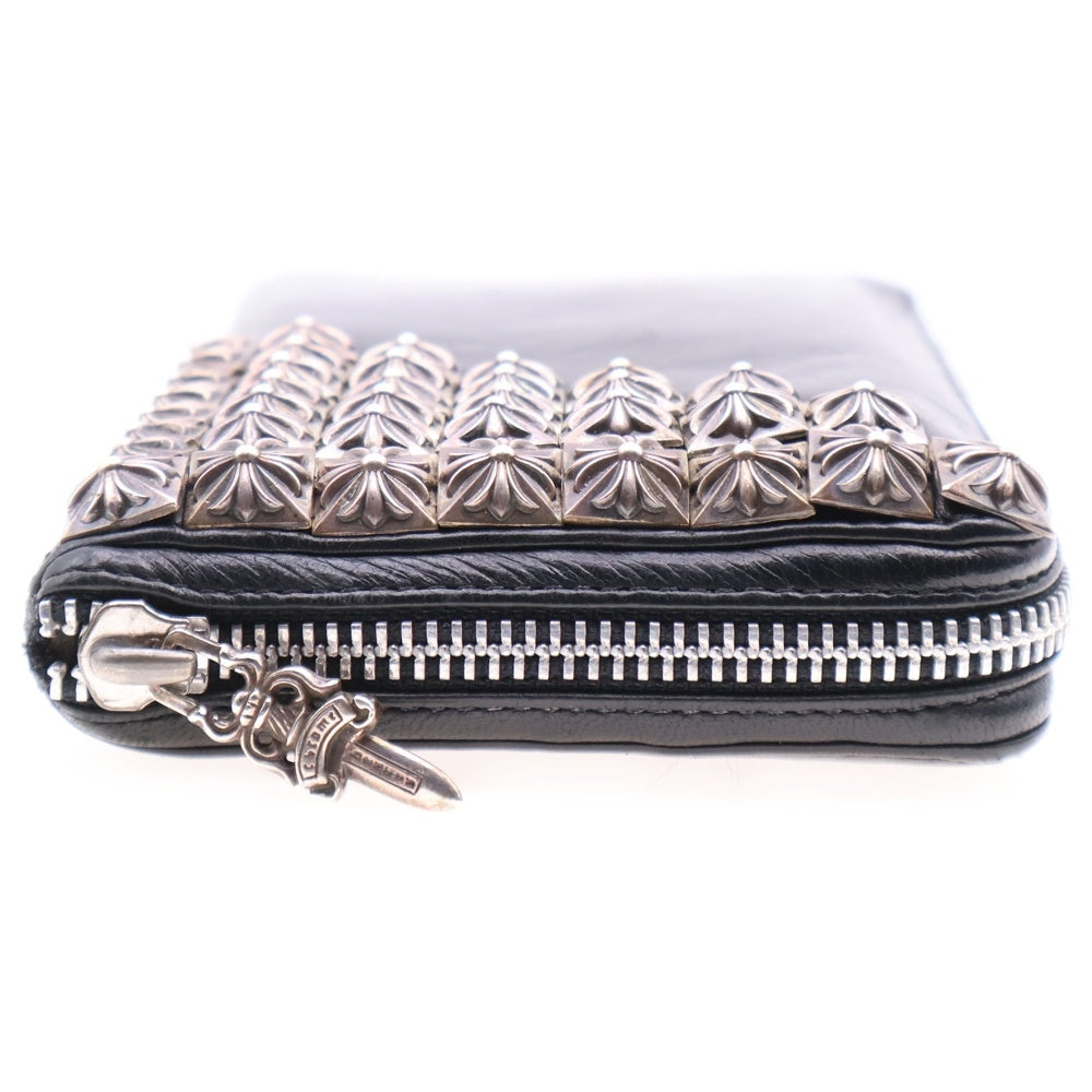 CHROME HEARTS(クロムハーツ) REC F ZIP ゼロピラミッドスタッズコーナー ラウンドジップレザー財布