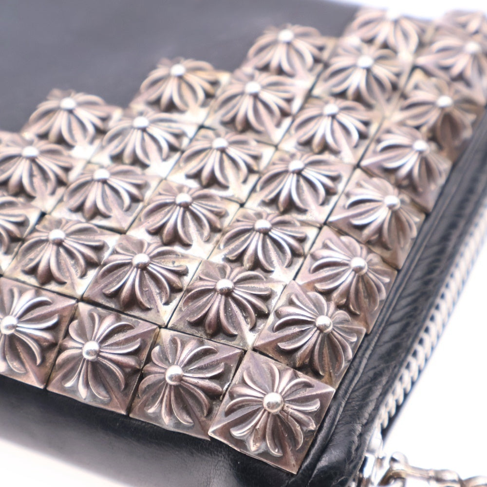 CHROME HEARTS(クロムハーツ) REC F ZIP ゼロピラミッドスタッズコーナー ラウンドジップレザー財布