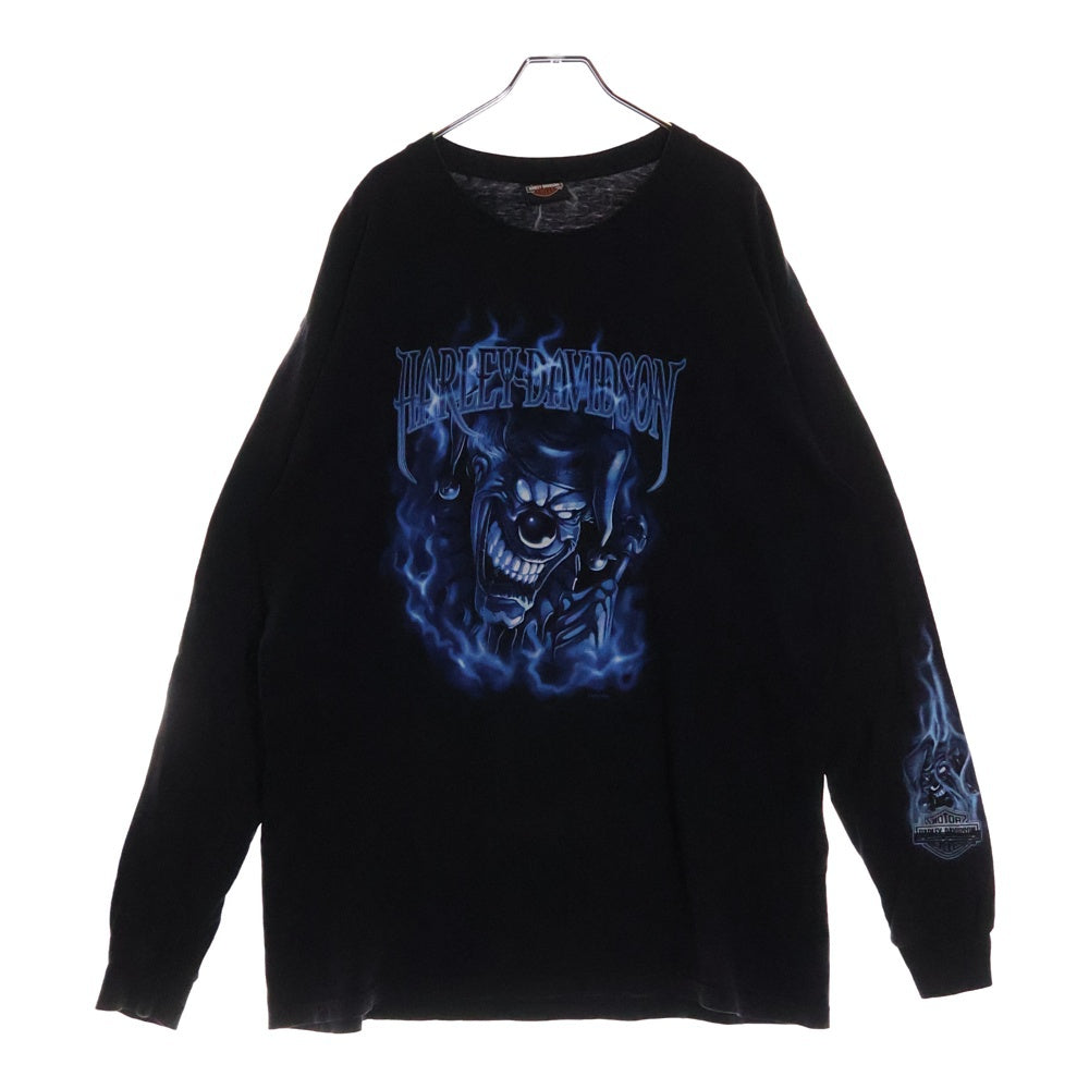 VINTAGE(ヴィンテージ) 00S HARLEY DAVIDSON MONTANA ハーレーダビッドソン ピエロ フレイム ロングスリーブ 長袖Tシャツ カットソー ブラック