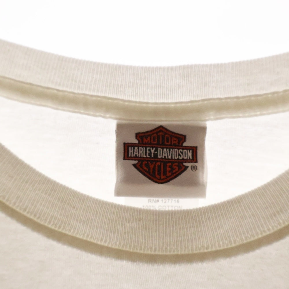 VINTAGE(ヴィンテージ) HARLEY DAVIDSON OKOBOJI イーグル トライバル ロングスリーブ 長袖Tシャツ カットソー ホワイト