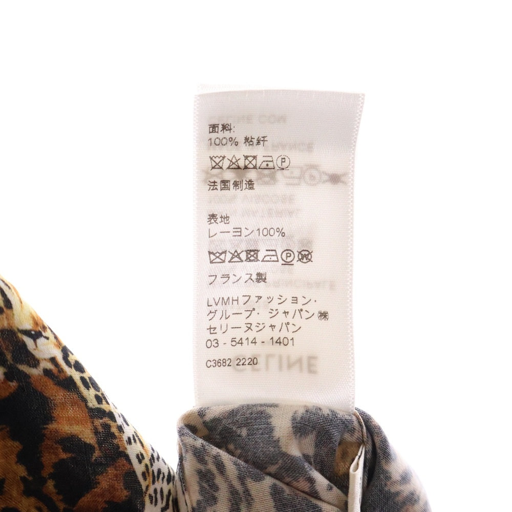 CELINE(セリーヌ) 22SS レオパード柄 開襟 半袖総柄シャツ ブラウン 2C517251S