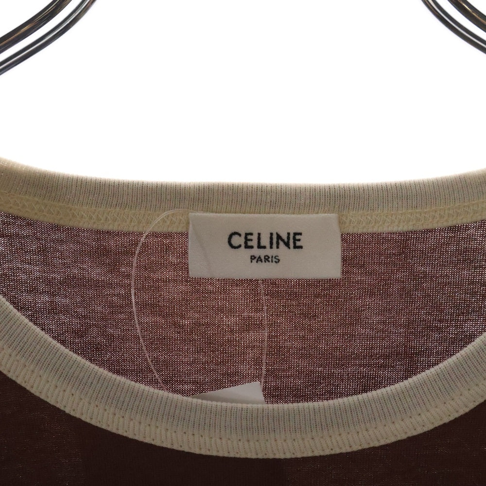 CELINE(セリーヌ) 70'S T-SHIRT WITH CRACKED EFFECT 2X97I671Q.25EL クラックドエフェクトロゴ クルーネック半袖Tシャツ レディース ブラウン